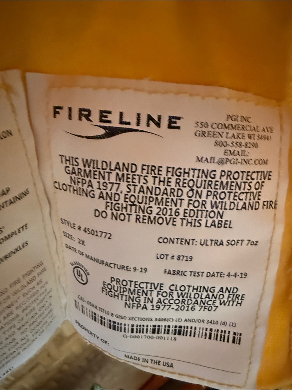 Fireline Fire Resistant Yellow Button Front Overshirt Jacket 2x View 2